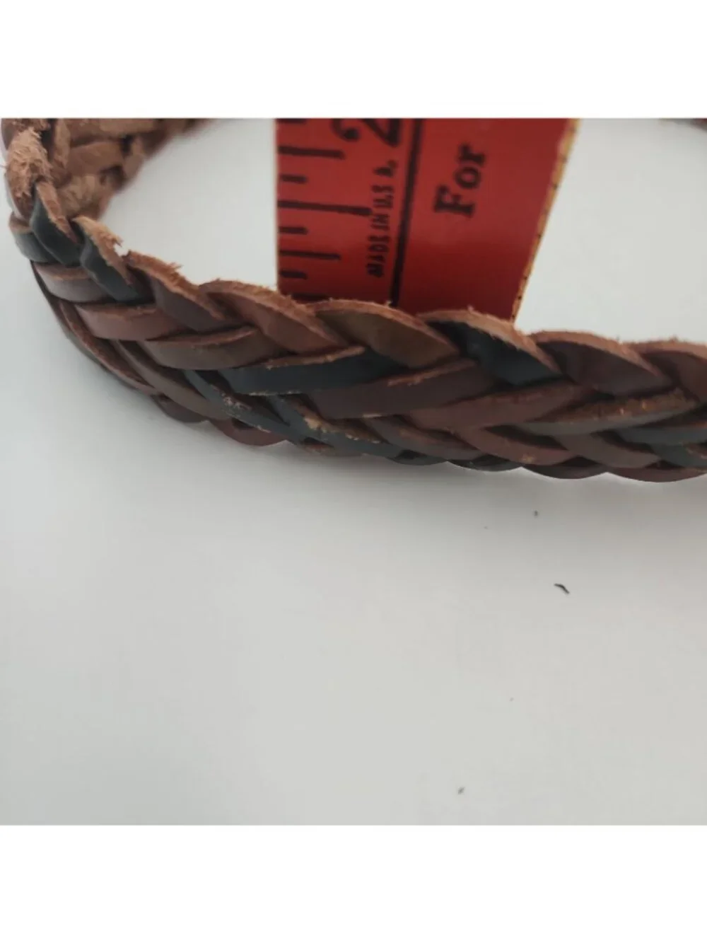 Vintage Braided Leather Belt 40 Brown Distressed 43